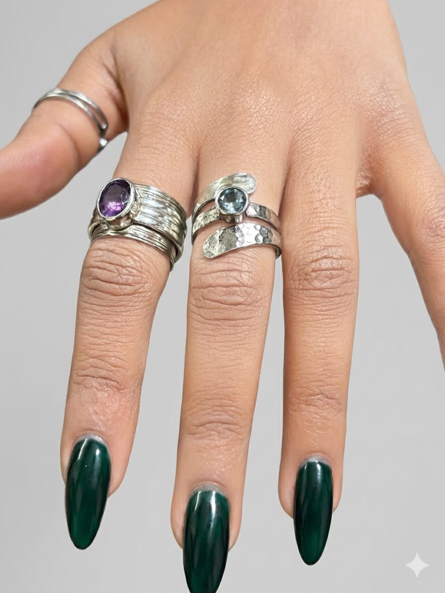 Amethyst and topaz rings